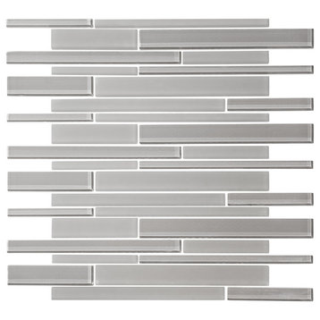 12"x12" Cathedral Gray Glass Strip Mosaic