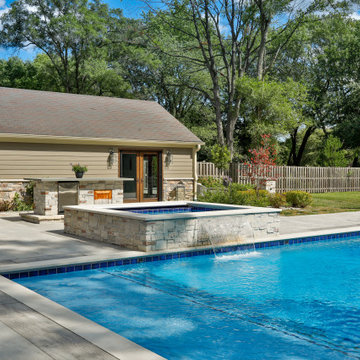 Prospect Heights Outdoor Living Project with Swimming Pool and Hot Tub