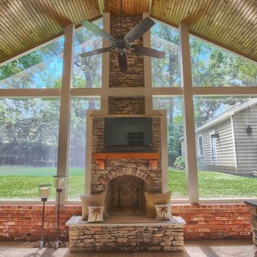 Screened in Porch, Fireplace and Outdoor Kitchen