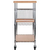 Winsome Madera Bamboo Top Transitional Metal Kitchen Cart in Natural
