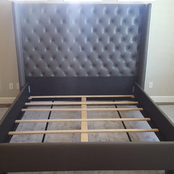 King size wing back headboard and bed frame - Bedroom Furniture Sets