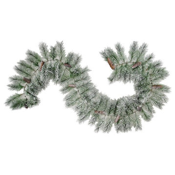 85 Tips Christmas Pine 9 Feet Garland Natural Pine Cone with Frosted Snow Tips