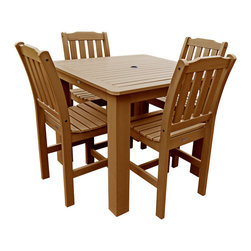 Highwood - Lehigh 5pc Square Counter Height Outdoor Dining Set 42" x 42", Toffee - Outdoor Pub And Bistro Sets