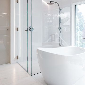 Subtle Reflections from the Window, Glass, Door, Floor and Bathtub