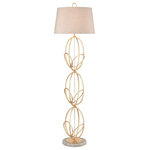 Elk Home - Morely 63" High 1-Light Floor Lamp, Gold Leaf - Requires  1 Light  Medium  Base Bulb Not Included. 72 inches of  cord  . Plug In.  Gold Leaf Finish, Beige / Off White Linen Shade.