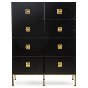 Mallory Chest 8 Drawer Black Lacquer