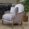 GDF Studio Lennon Weathered Hardwood Fabric Arm Chair