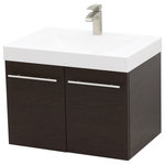 Windbay - 23.25" Wall Mount Vanity Sink Set, White Integrated Sink Top, Dark Brown - Vanity cabinet: