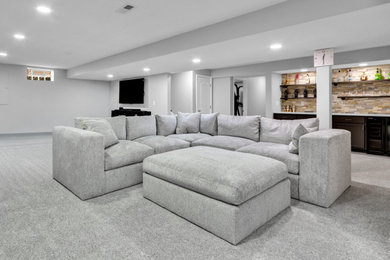 Example of a minimalist basement design in Columbus