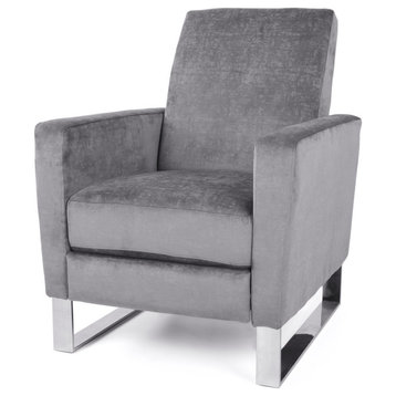 Arvin Modern Fabric Push Back High Leg Recliner with Stainless Steel Legs