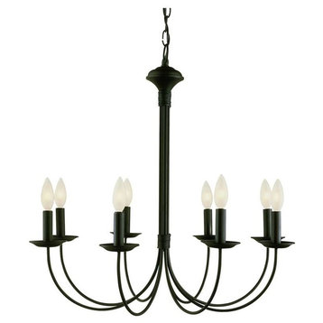 Trans Globe Colonial Candles 8 Light Chandelier in Black