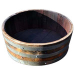 Master Garden Products - Water Tight Shallow Wine Barrel Planter, 9"h - With the spirit of recycling to conserve our natural resources, we introduce these exceptional wine barrel water garden containers. We turn used wine barrels into various size water garden containers. Your choice of container size depends on your garden plan, the number of water plants, and the size of your planting materials.