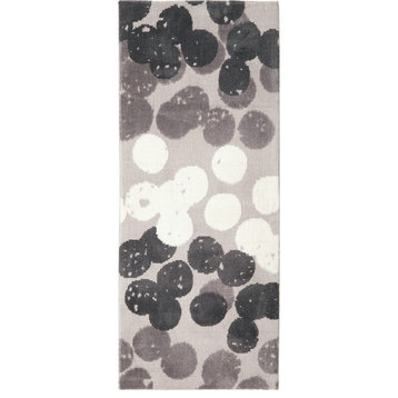 Modern Dots Beige and Gray Simple Spaces Foliage Runner Rug 21" X 54"