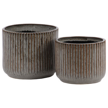 UTC11443 2-Piece Ceramic Pot Set, Gloss Rust Finish Gray