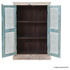 Lattice Door 3 Tier Solid Wood Storage Armoire