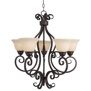 Manor Single Tier Chandelier - Oil Rubbed Bronze, Frosted Ivory Glass, E26 Mediu