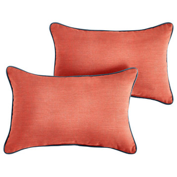 Sunbrella Cast Coral/ Spectrum Denim Outdoor Pillow, 12x18