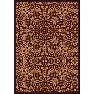 Any Day Matinee, Theater Area Rug, Antique Scroll, 10'9"X13'2", Burgundy
