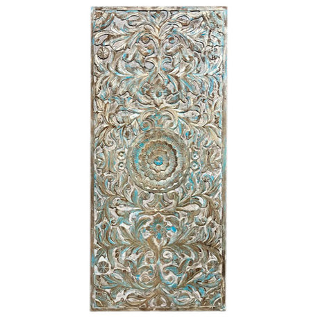 Consigned Lotus Carved Door Headboard Natures Harmony Sliding Barn Door