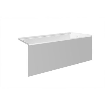 pSpace White Acrylic Bathtub, Smooth Integral Skirt 54"x32", Right Hand