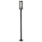 Z-Lite - Z-Lite 586PHBR-567P-BK Glenwood 1 Light Outdoor Post Mounted Fixture 94 Inch - Perfect for illuminating a pathway to the backyard or to the front porch, this outdoor post mounted fixture from the Glenwood collection lends a sleek, sophisticated look with its tall, sleek design and dark black finish. With a slender column and cage-style lantern made of aluminum materials, this lamppost style outdoor lighting piece also features a round disc-like base and a cylindrical clear glass globe that encases and shields the bulb from the elements while allowing a full glow. Mount this contemporary outdoor lamp post along a walkway to guide guests into the home.