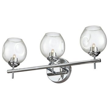 3 Light Halogen Vanity Polished Chrome with Clear Glass