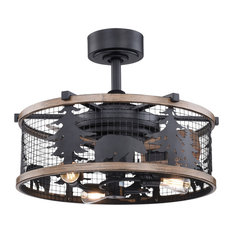 Kodiak 21" Rustic Indoor Ceiling Fan Light Kit Remote, Oil Rubbed Bronze and Bur