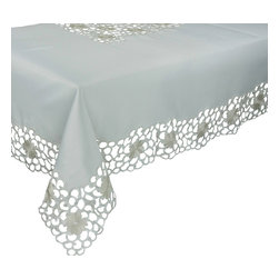 Xia Home Fashions - Daisy Splendor Tablecloth, 70"x120", Ivory - Tablecloths