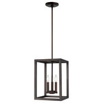 Generation Lighting Collection - Moffet Street Small 3-Light Hall/Foyer, Burnt Sienna - The Moffet Street Collection offers a distinctive take on a rustic theme. Built in broad steel frames with hand-applied finish that mimics natural wood. This combination of rustic and urban fits comfortably in a wide variety of environments. The sharp, squared lines of the frame complement a wide variety of settings. The collection includes eight-light foyer, four-light foyer, one- light wall sconce, and a six-light island fixture. The Moffet Street Collection is available in three beautiful finishes Washed Pine, Brushed Nickel and Satin Bronze All fixtures are California Title 24 compliant and damp rated for use in sheltered, damp environments.