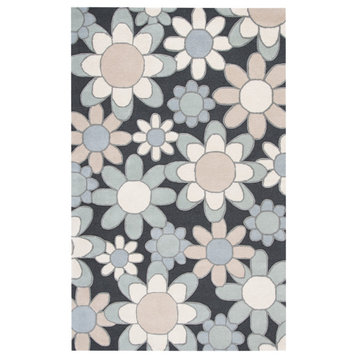 Safavieh Safavieh Kids Sfk923G Floral Country Rug, Charcoal and Ivory, 4'0"x6'0"