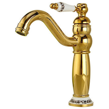 Lenox Gold and Ceramic Single Handle Deck Mounted Bathroom Sink Faucet