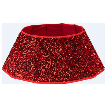 26.75" Red Sequins Hexagonal Christmas Tree Collar