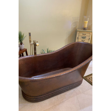67" Hammered Copper Single Slipper Bathtub