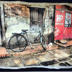 Bicycle in Patan Nepal - Mixed Media Art