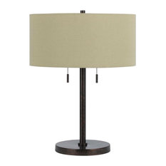 60W Calais Metal Table Lamp, Rust Finish, Beige Shade
