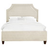 Queen Clip Corner Herringbone Upholstered Bed, Gray