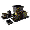 Black Gold Marble Lacquer Canister