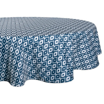 DII Blue Ikat Outdoor Tablecloth 60" Round