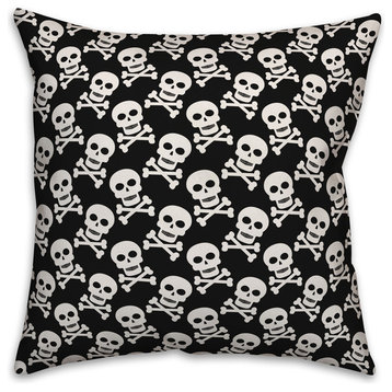 Skull Pattern Black 18"x18" Throw Pillow Cover