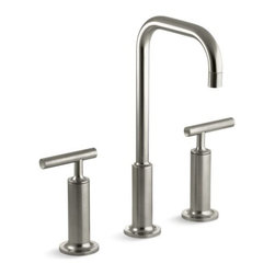 Kohler - Kohler Purist Widespread Bathroom Faucet, Vibrant Brushed Nickel - Bathroom Sink Faucets