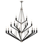 Livex Lighting - Livex Lighting Brushed Nickel & Black 9 + 6 + 3-Light Foyer Chandelier - Illuminate your home with bright designs from the Beckett collection. The eighteen light foyer chandelier emulates a mid-century modern style made popular in the 50s and 60s. The brushed nickel frame is accented with black accents, helping to fully complete this look.