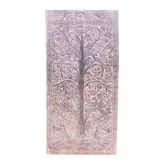 Consigned VINTAGE Pink Hues Hand-Carved Tree of Dreams Farmhouse Barn Door