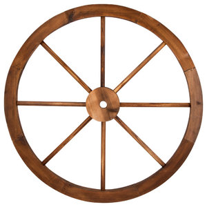 Set Of Two Decorative Wall Decor 24 In Steel Rimmed Wooden Wagon