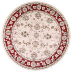 KAS Rugs & Home - Avalon 5613 Ivory and Red Mahal Rug, 7'10" Round - Avalon 5613 Ivory/Red  Mahal 7'10" Round. Machine-Made of 100% Polypropylene with No Backing. Made in Turkey. Vacuum regularly & spot clean stains. Professional cleaning recommended periodically.