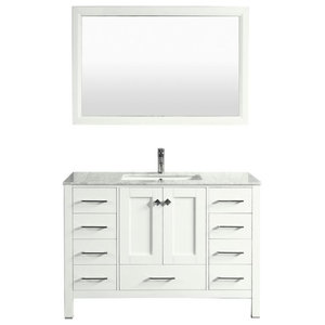 Eviva Aberdeen 84 White Transitional Double Sink Bathroom Vanity White Carrar Transitional Bathroom Vanities And Sink Consoles By First Look Bath Houzz