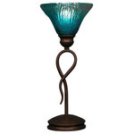 Toltec Lighting - Leaf Mini Table Lamp In Bronze, 7" Teal Crystal Glass - The beauty of our entire product line is the opportunity to create a look all of your own, as we now offer over 40 glass shade choices, with most being available as an option on every lighting family. So, as you can see, your variations are limitless. It really doesn't matter if your project requires Traditional, Transitional, or Contemporary styling, as our fixtures will fit most any decor.
