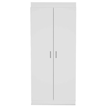 63' Classic White Pantry Cabinet With Two Full Size Doors