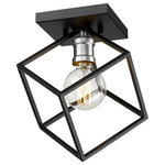 Z-Lite - Vertical One Light Flush Mount, Matte Black / Brushed Nickel - Crisp lines and a modern edge highlight the design of this two-tone one-light flush mount light for your home. It's fashioned with a matte black and brushed nickel finish with a cube-shaped shade for a look that's eclectic and timeless. It's an eye-catching design that will be a showpiece light in any dining room foyer bedroom or home office.
