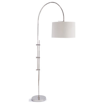 Arc Floor Lamp With Fabric Shade, Polished Nickel