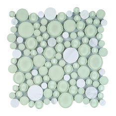 10.5"x10.5" Poppy Bubble Glass Mosaic Tile Sheet, Cloud Mint